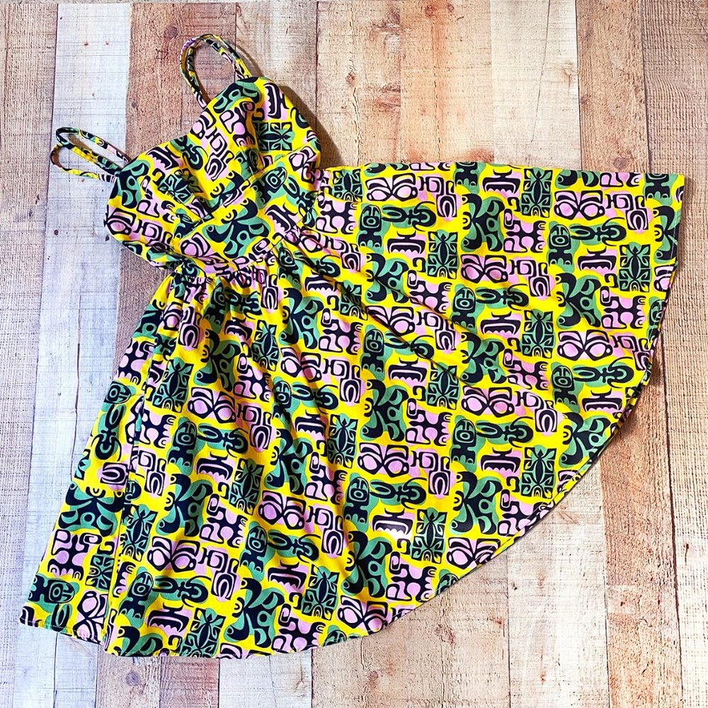 Pinup Couture Tiki Print Vera Betsey Palm Springs Sundress Summer Dress S